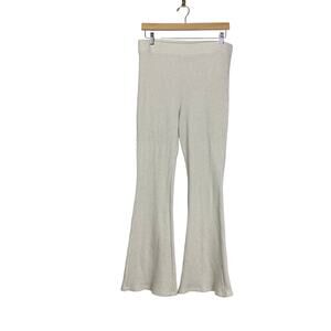 Aerie Cream Waffle Knit Flare Lounge Pants Womens Large Cozy Comfy